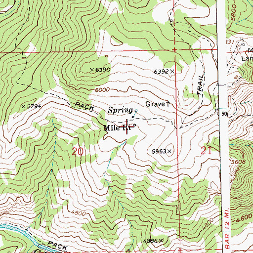 Topographic Map of Mile Hi, ID