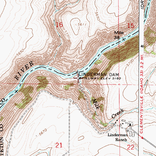 Topographic Map of Milk Creek, ID