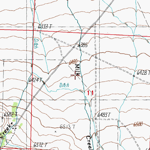 Topographic Map of Milk Creek, ID