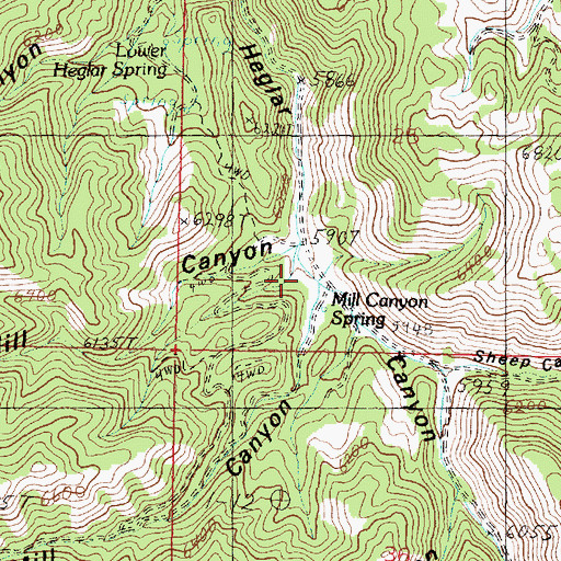 Topographic Map of Mill Canyon, ID