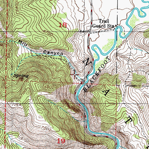Topographic Map of Mill Canyon, ID