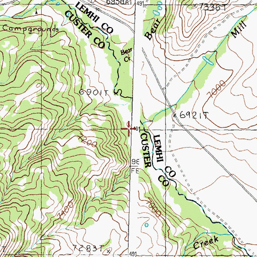 Topographic Map of Mill Creek, ID
