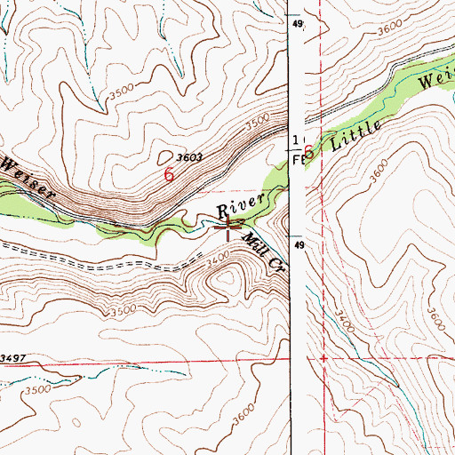 Topographic Map of Mill Creek, ID