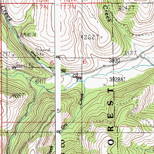 Topographic Map of Mill Creek, ID