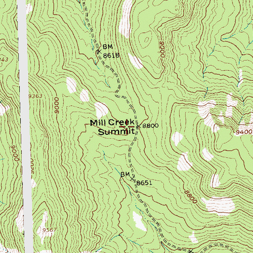 Topographic Map of Mill Creek Summit, ID