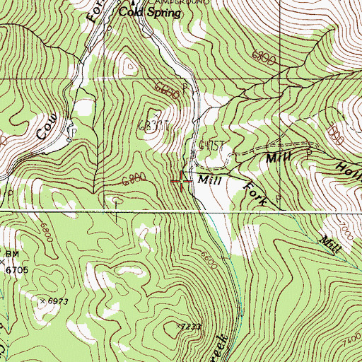Topographic Map of Mill Fork Eightmile Creek, ID