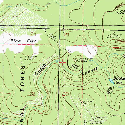 Topographic Map of Pine Flat Tank, AZ