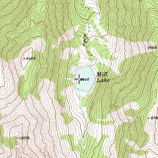 Topographic Map of Mill Lake, ID