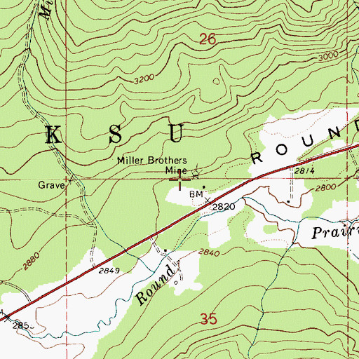 Topographic Map of Miller Brothers Mine, ID