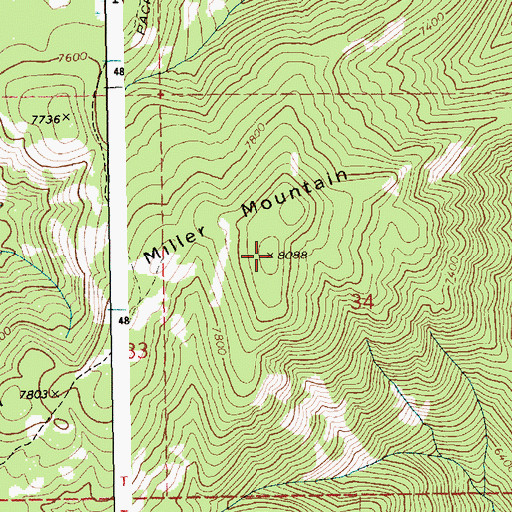 Topographic Map of Miller Mountain, ID