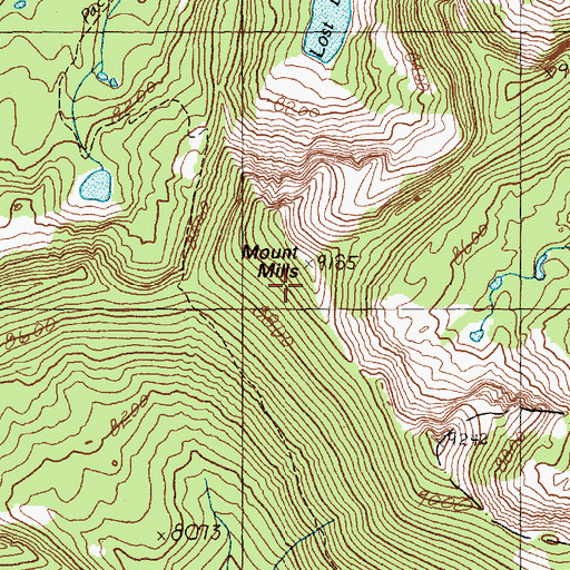 Topographic Map of Mount Mills, ID