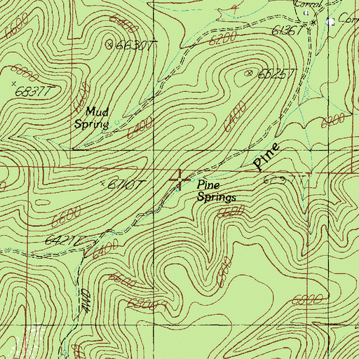 Topographic Map of Pine Springs, AZ