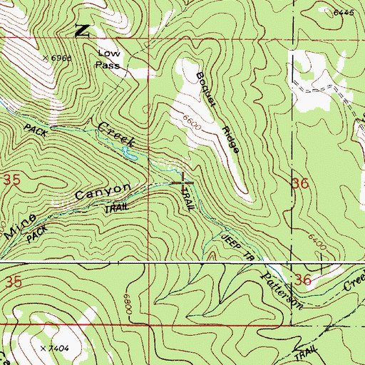 Topographic Map of Mine Canyon, ID