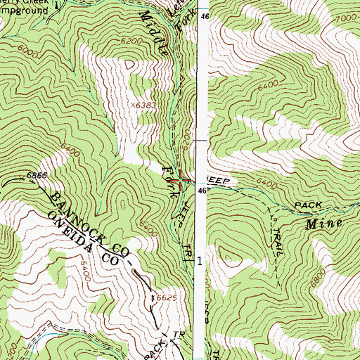 Topographic Map of Mine Creek, ID