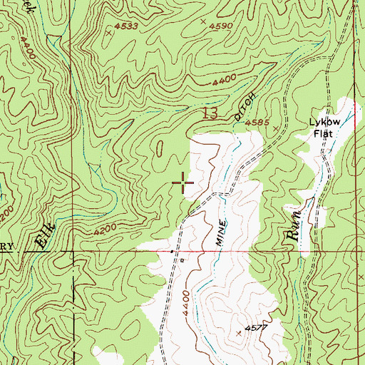 Topographic Map of Mine Ditch, ID