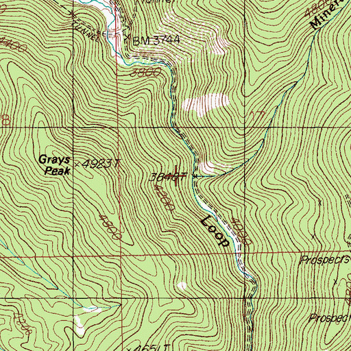 Topographic Map of Mineral Creek, ID