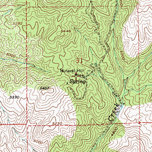 Topographic Map of Mineral Hill Mine, ID