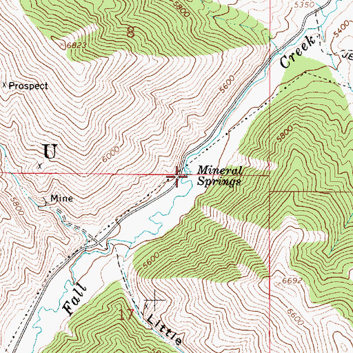 Topographic Map of Mineral Springs, ID