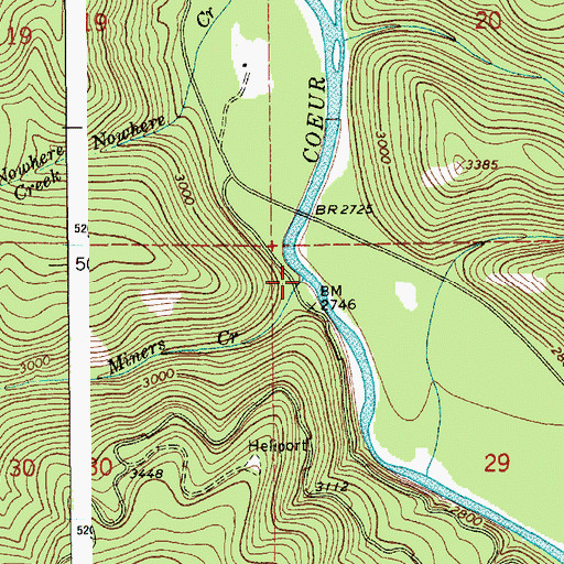 Topographic Map of Miners Creek, ID