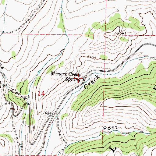 Topographic Map of Miners Creek Spring, ID