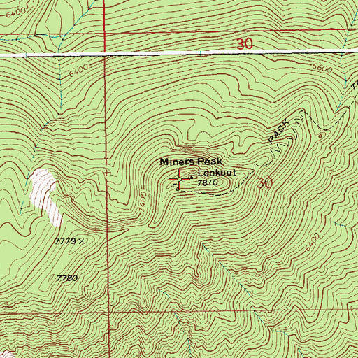 Topographic Map of Miners Peak, ID