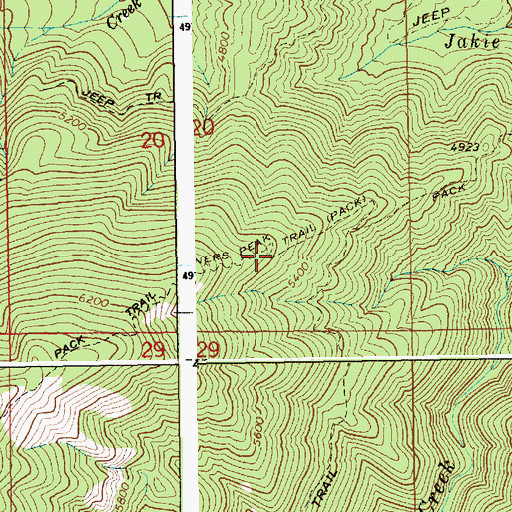 Topographic Map of Miners Peak Trail, ID