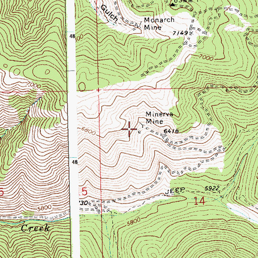 Topographic Map of Minerva Mine, ID