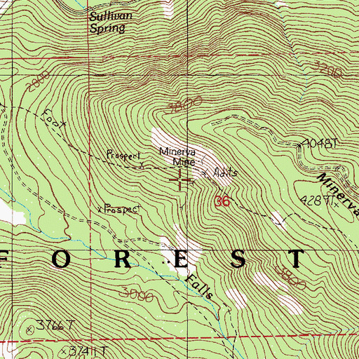 Topographic Map of Minerva Mine, ID