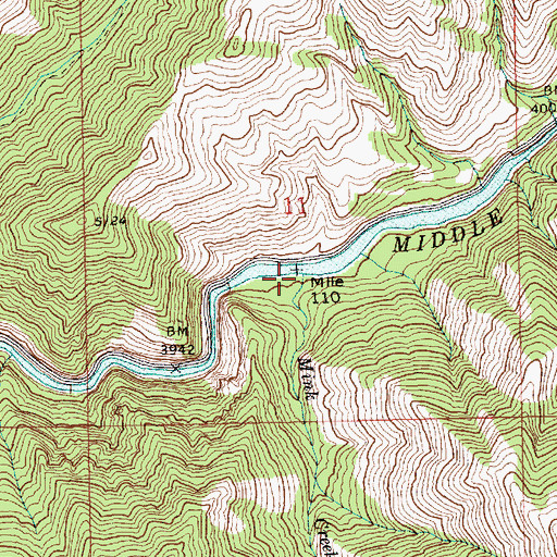 Topographic Map of Mink Creek, ID