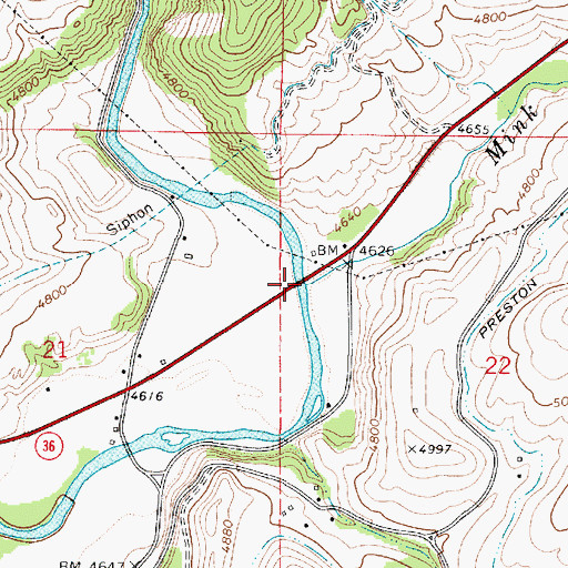 Topographic Map of Mink Creek, ID