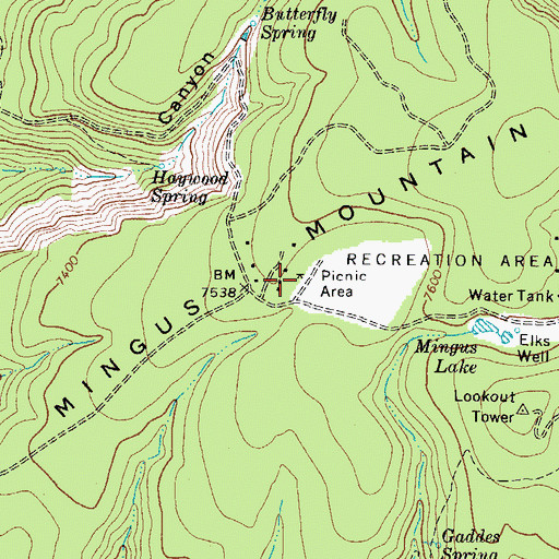 Topographic Map of Playground Jerome Family Picknicking Ground, AZ
