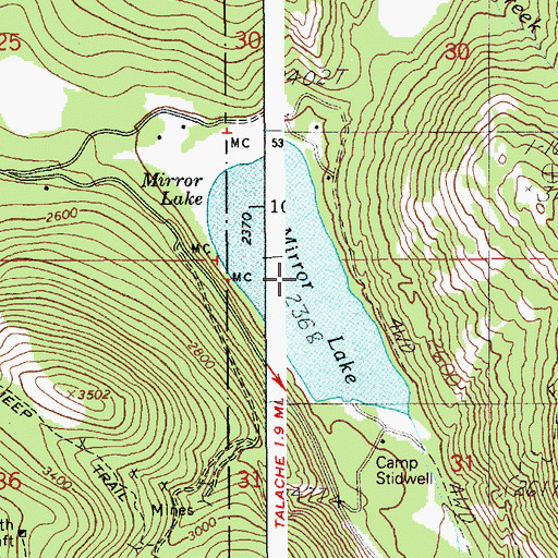 Topographic Map of Mirror Lake, ID