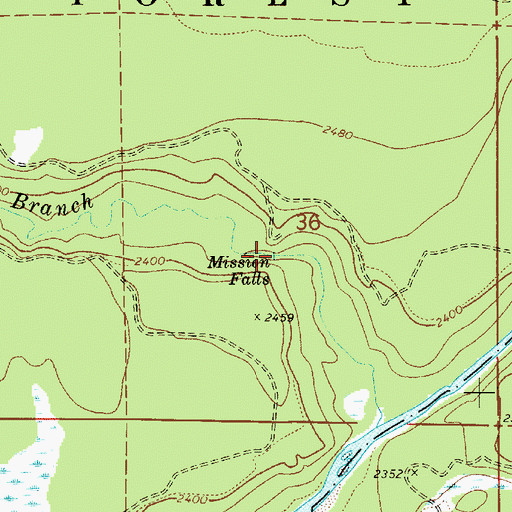 Topographic Map of Mission Falls, ID