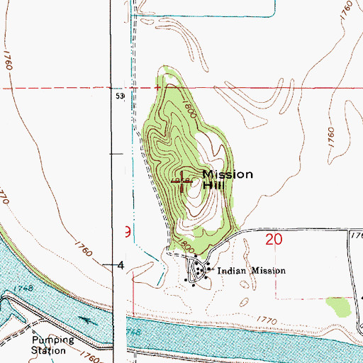 Topographic Map of Mission Hill, ID
