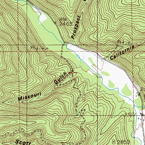 Topographic Map of Missouri Gulch, ID