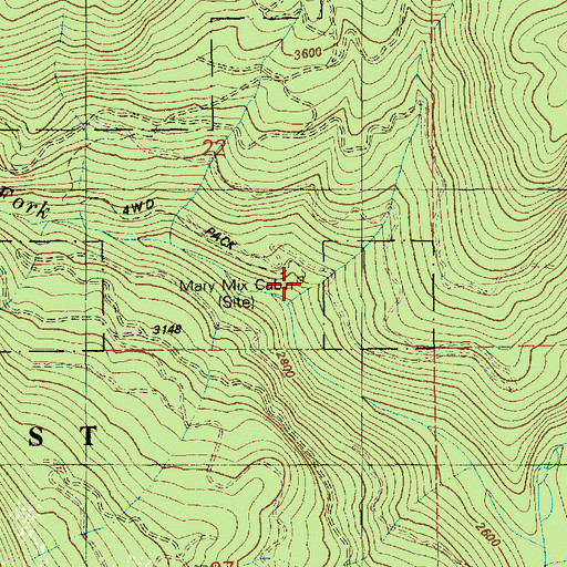 Topographic Map of Mix Cabin, ID