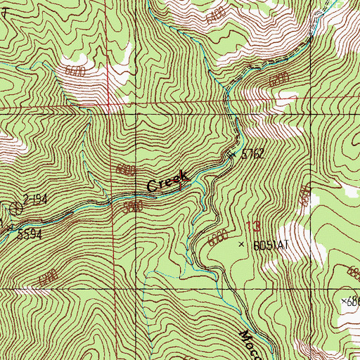 Topographic Map of Moccasin Creek, ID