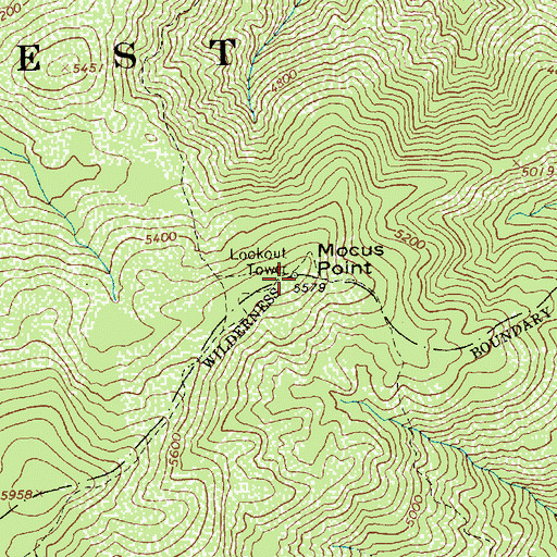 Topographic Map of Mocus Point, ID