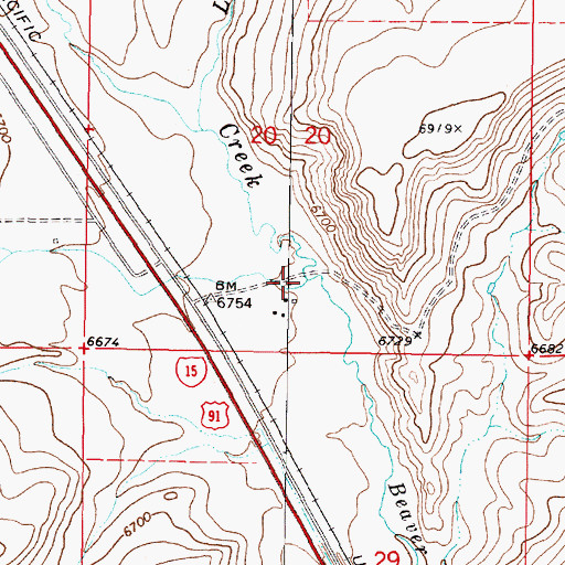 Topographic Map of Modoc Creek, ID
