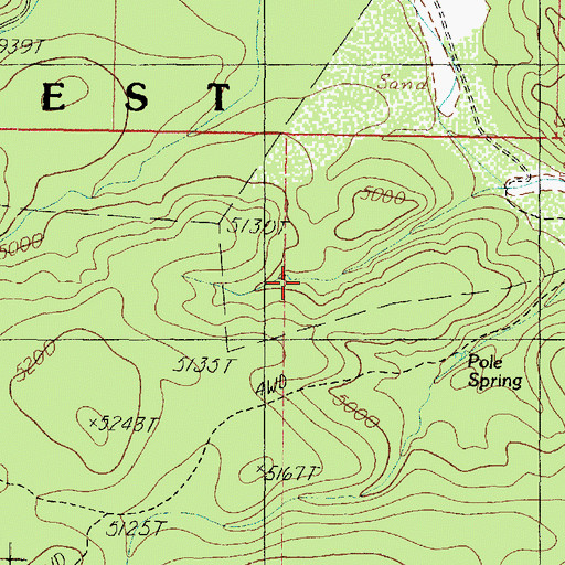 Topographic Map of Pole Spring, AZ