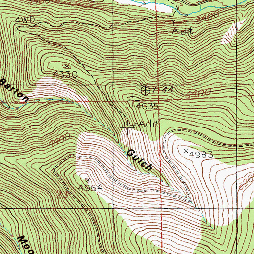 Topographic Map of Monarch Mine, ID