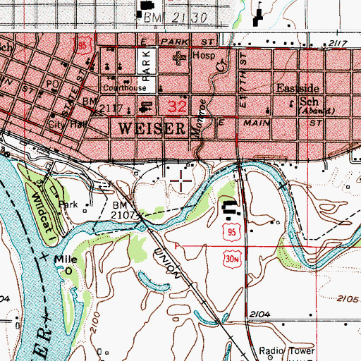 Topographic Map of Monroe Creek, ID