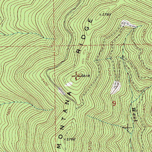 Topographic Map of Montana Ridge, ID