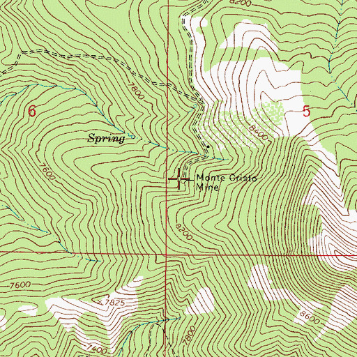 Topographic Map of Monte Cristo Mine, ID