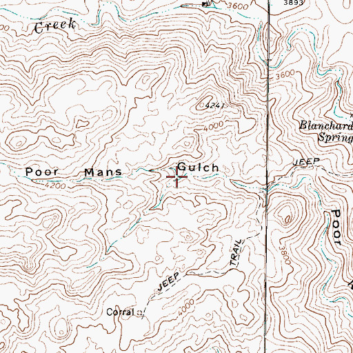Topographic Map of Poor Mans Spring, AZ