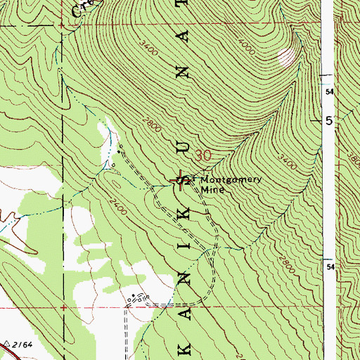 Topographic Map of Montgomery Mine, ID