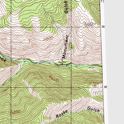 Topographic Map of Monument Gulch, ID