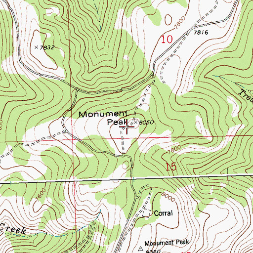 Topographic Map of Monument Peak, ID