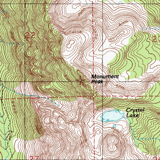 Topographic Map of Monument Peak, ID