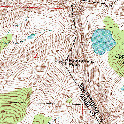 Topographic Map of Monument Peak, ID